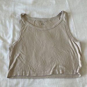 American Eagle Cropped High-Neck Tank, Sz L, Beige